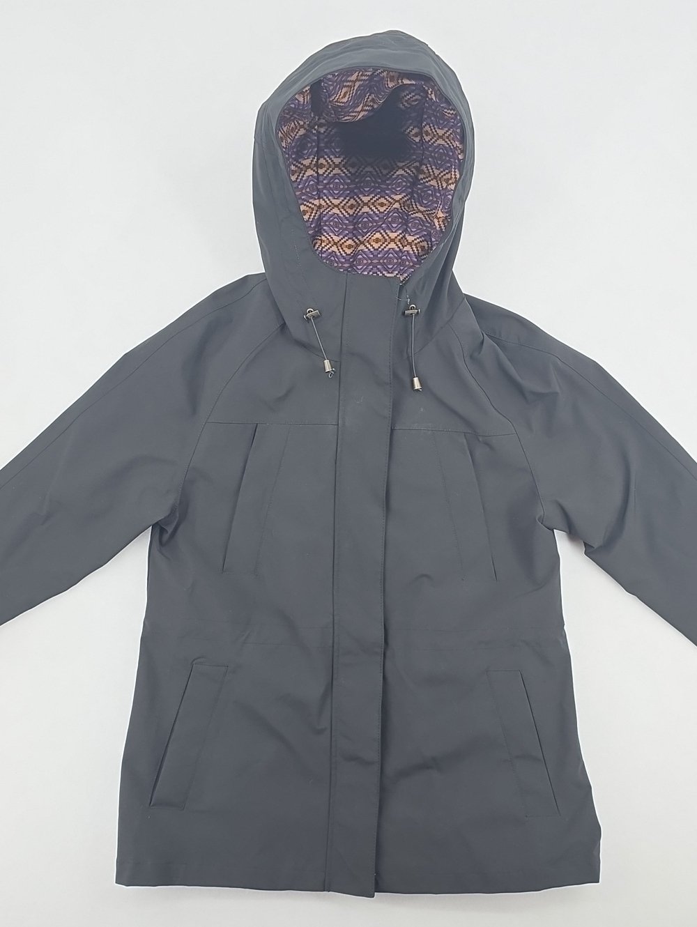 Pendleton Women's Black Water-Resistant Hooded Rain Coat Southwest Lining